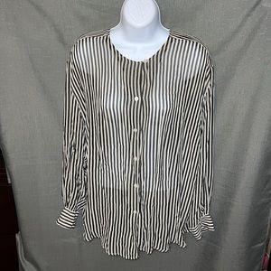 Vintage Ann Taylor Silk Striped Long Sleeve Blouse, size Large